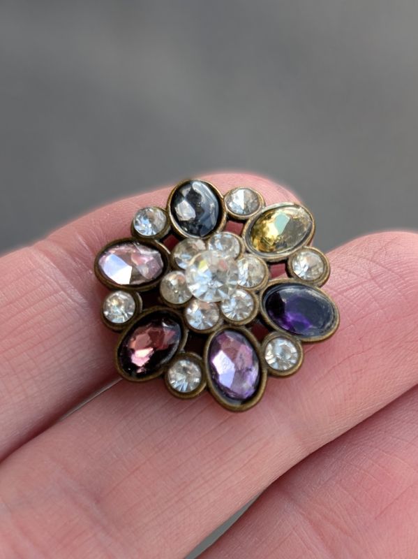 Strassknapp rosa/lilla 23 mm